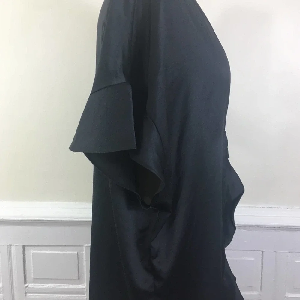 Victoria Secret Black Satin Ruffle Robe - Picture 6 of 6